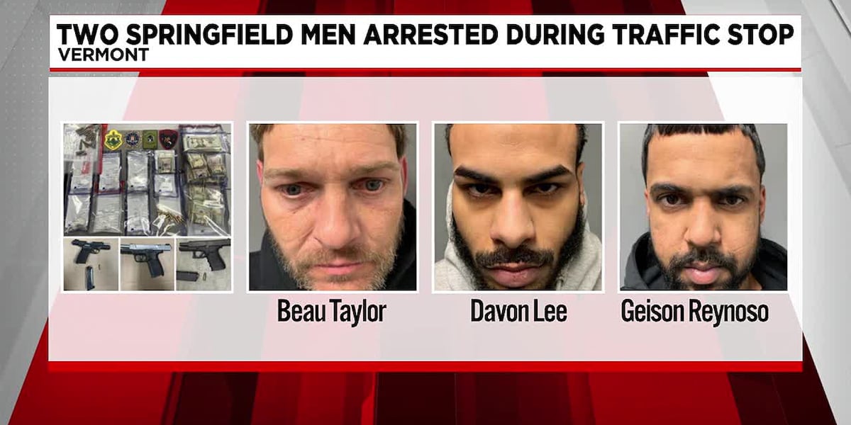 2 Springfield men in custody after drugs and guns seized during traffic stop in Vermont