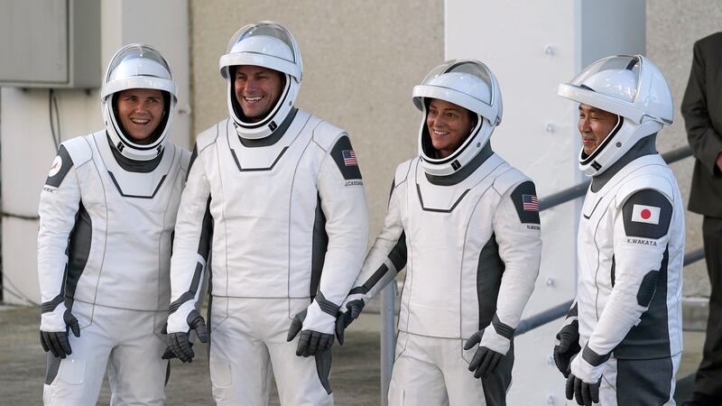 SpaceX Crew5 astronauts, from left, Russian cosmonaut Anna Kikina, NASA astronaut Josh...